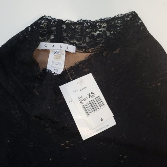 NWT CAbi Black Nude Lace Eyelet Skirt XS - Picture 3 of 6